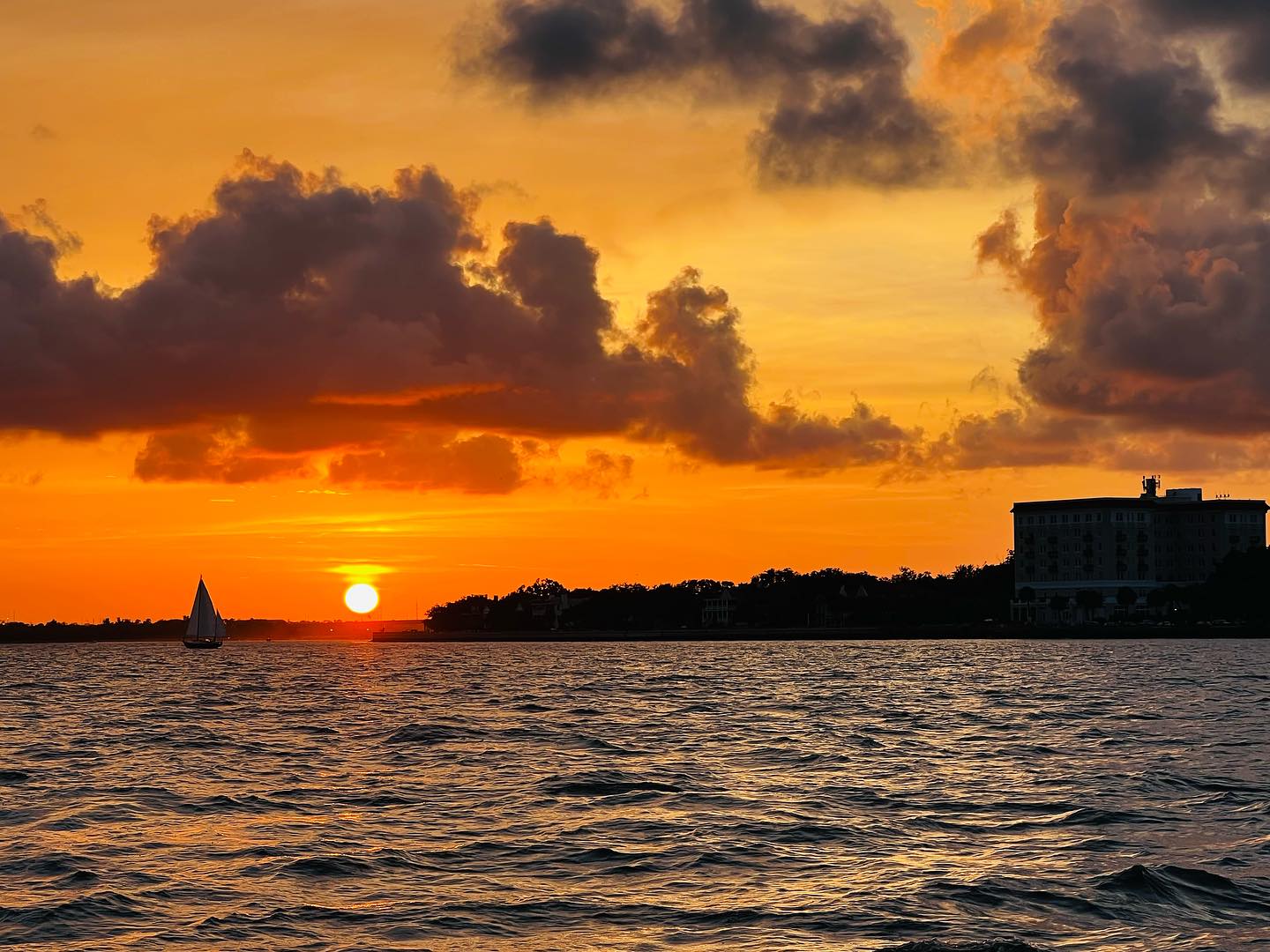 Sunset view on a boat in Charleston SC