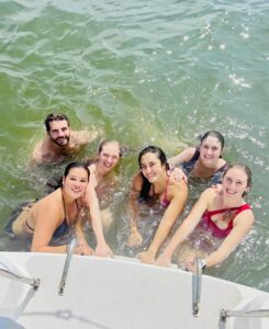 swimming in charleston on a bachelorette party with blue life charters