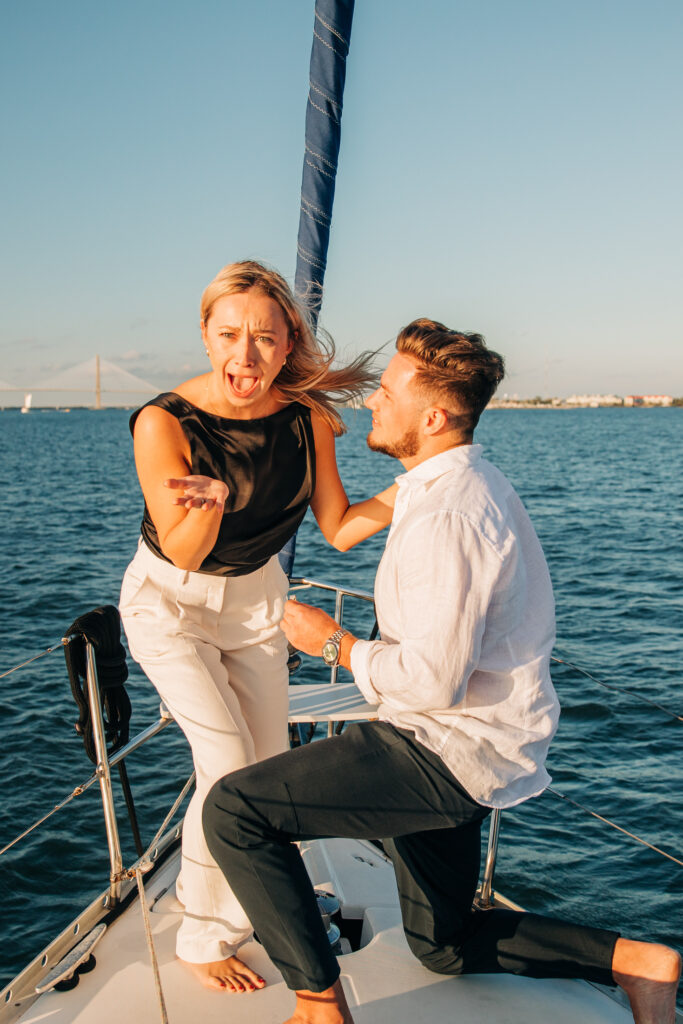 proposal boat photoshoot blue life charters charleston sc