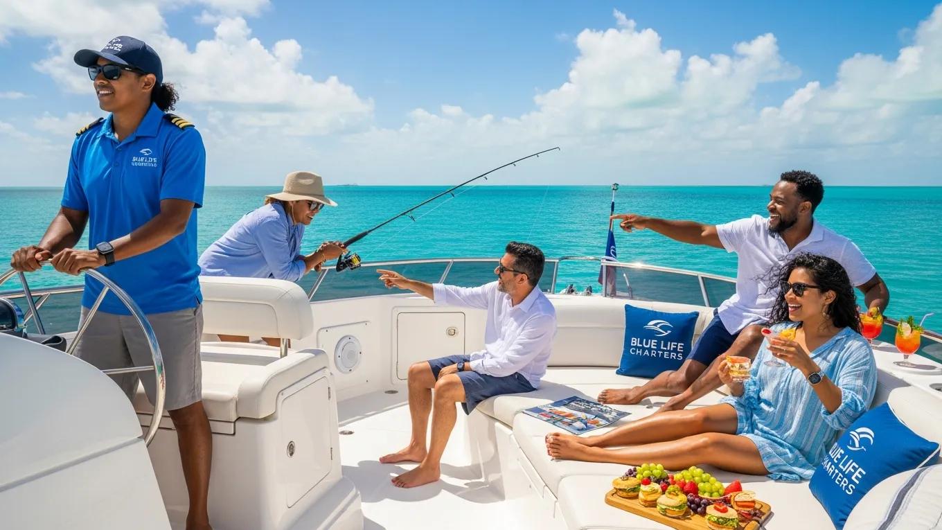 Guests enjoying a private yacht charter with a USCG-licensed captain in Charleston