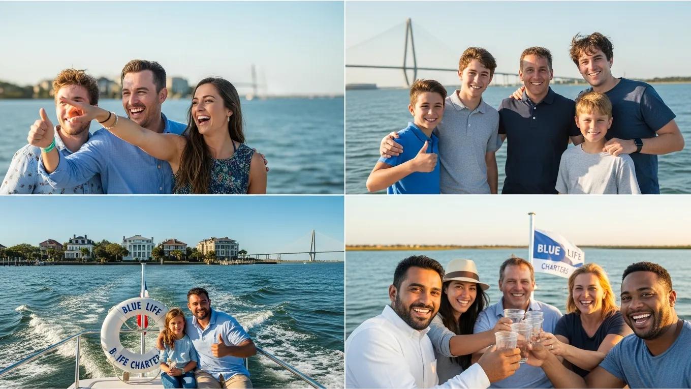 Happy guests sharing their experiences aboard Blue Life Charters in Charleston