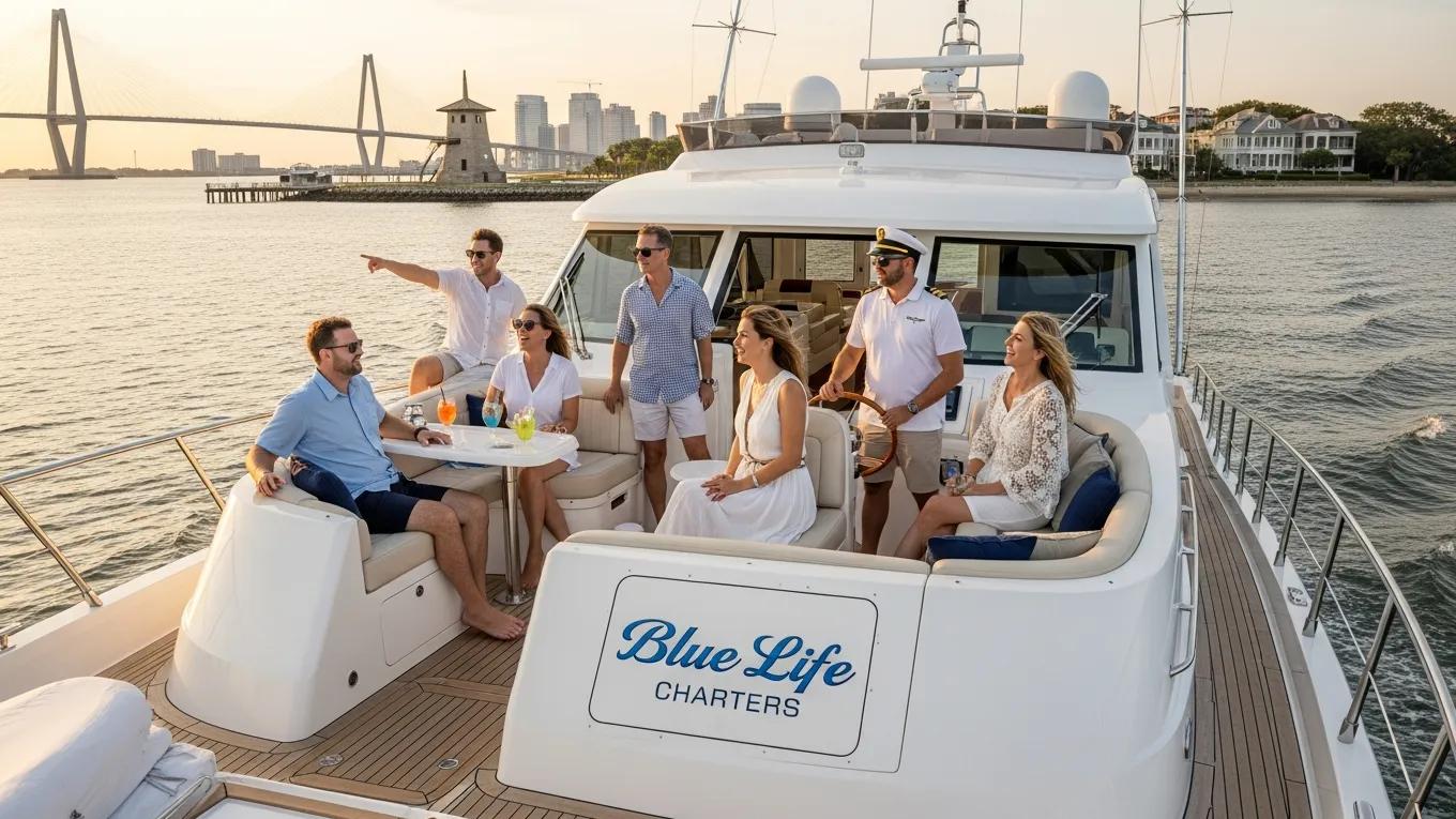 Intimate sailing experience with guests on a luxury yacht, highlighting the exclusivity of Blue Life Charters
